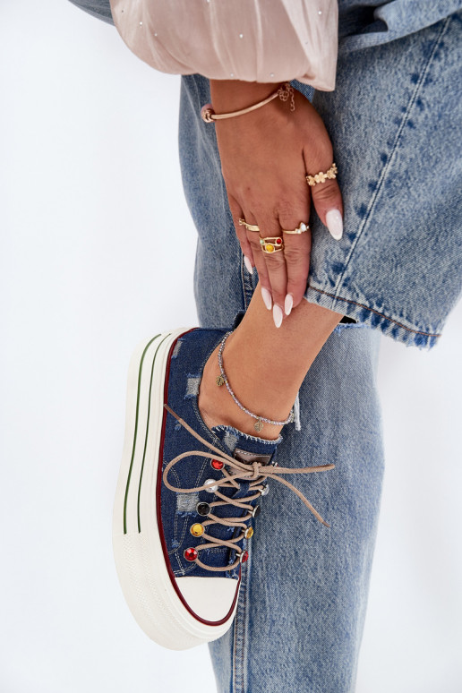 naiste saapad platvormiga GOE RR2N4103 tumesinist värvi naiste saapad platvormiga GOE RR2N4103 tumesinist värvi