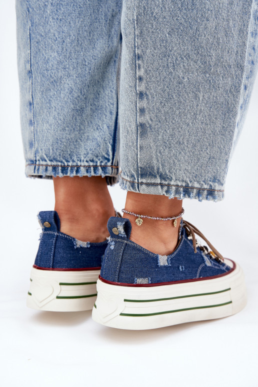 naiste saapad platvormiga GOE RR2N4103 tumesinist värvi naiste saapad platvormiga GOE RR2N4103 tumesinist värvi