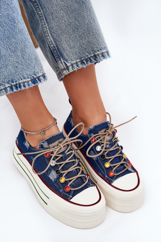 naiste saapad platvormiga GOE RR2N4103 tumesinist värvi naiste saapad platvormiga GOE RR2N4103 tumesinist värvi