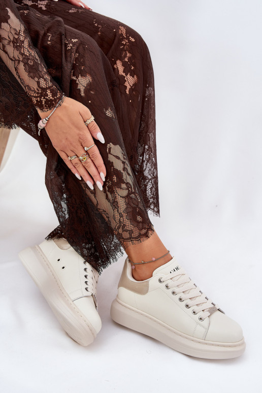 Pealhk Sneakers tüüpi jalanõud Pealiste omad platvormiga GOE RR2N4004 beeži värvi Pealhk Sneakers tüüpi jalanõud Pealiste omad platvormiga GOE RR2N4004 beeži värvi