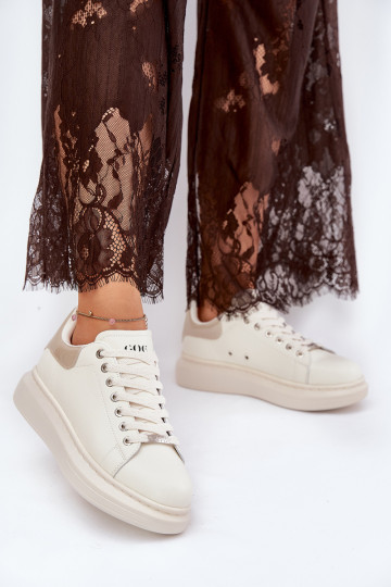 Pealhk Sneakers tüüpi jalanõud Pealiste omad platvormiga GOE RR2N4004 beeži värvi 2