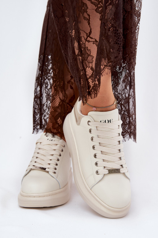 Pealhk Sneakers tüüpi jalanõud Pealiste omad platvormiga GOE RR2N4004 beeži värvi Pealhk Sneakers tüüpi jalanõud Pealiste omad platvormiga GOE RR2N4004 beeži värvi