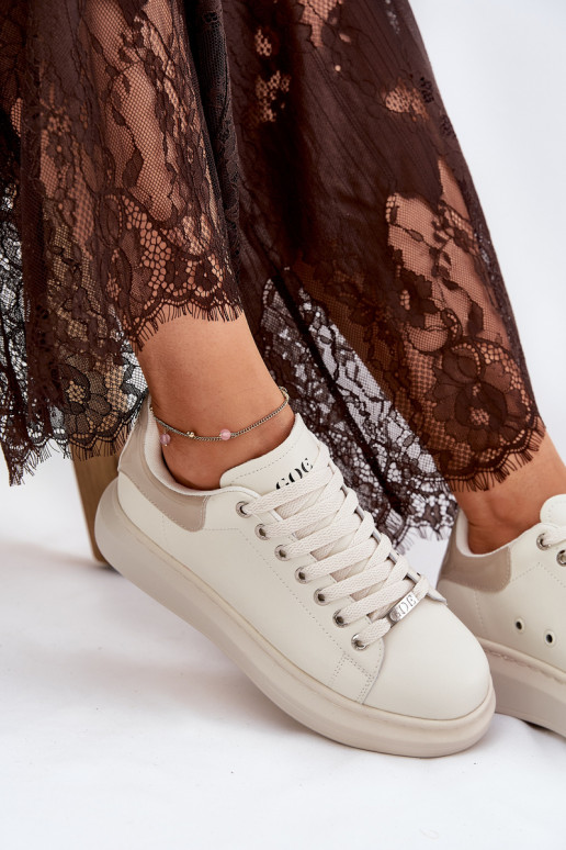 Pealhk Sneakers tüüpi jalanõud Pealiste omad platvormiga GOE RR2N4004 beeži värvi Pealhk Sneakers tüüpi jalanõud Pealiste omad platvormiga GOE RR2N4004 beeži värvi