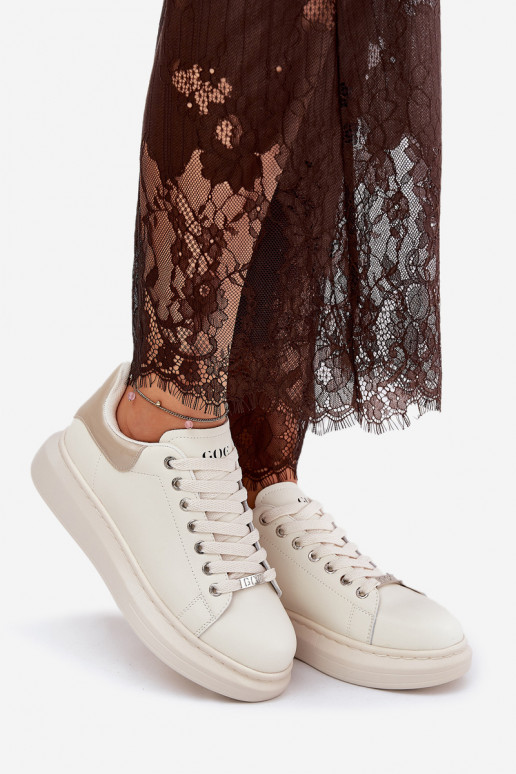 Pealhk Sneakers tüüpi jalanõud Pealiste omad platvormiga GOE RR2N4004 beeži värvi Pealhk Sneakers tüüpi jalanõud Pealiste omad platvormiga GOE RR2N4004 beeži värvi