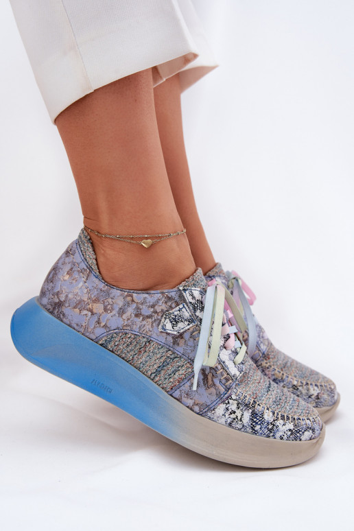 Pealhk jalatsid Sneakers tüüpi jalanõud Pealiste omad platvormiga Sellel onciejka 06776A-06 Sinist värvi