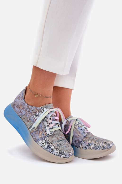 Pealhk jalatsid Sneakers tüüpi jalanõud Pealiste omad platvormiga Sellel onciejka 06776A-06 Sinist värvi