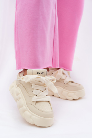 Pealhk Sneakers tüüpi jalanõud Pealiste omad platvormiga GOE RR2N4043 beeži värvi