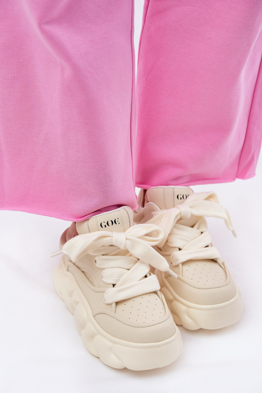 Pealhk Sneakers tüüpi jalanõud Pealiste omad platvormiga GOE RR2N4043 beeži värvi Pealhk Sneakers tüüpi jalanõud Pealiste omad platvormiga GOE RR2N4043 beeži värvi