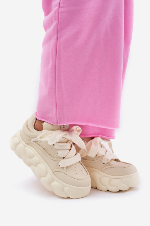 Pealhk Sneakers tüüpi jalanõud Pealiste omad platvormiga GOE RR2N4043 beeži värvi Pealhk Sneakers tüüpi jalanõud Pealiste omad platvormiga GOE RR2N4043 beeži värvi