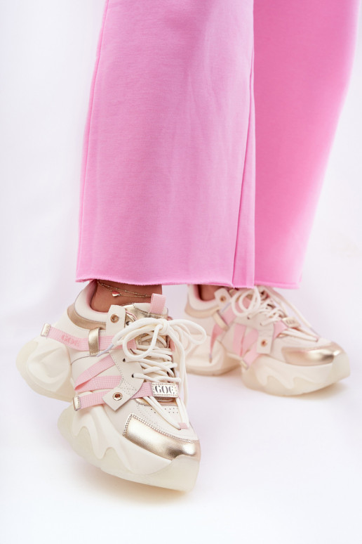 Pealhk Sneakers tüüpi jalanõud Pealiste omad Sellel onssiivsel tallal GOE RR2N4031 beeži värvi