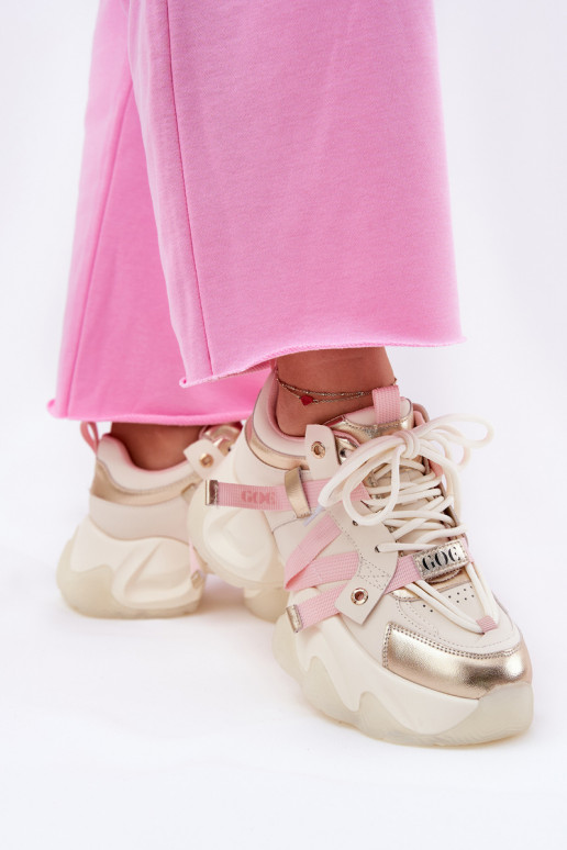 Pealhk Sneakers tüüpi jalanõud Pealiste omad Sellel onssiivsel tallal GOE RR2N4031 beeži värvi