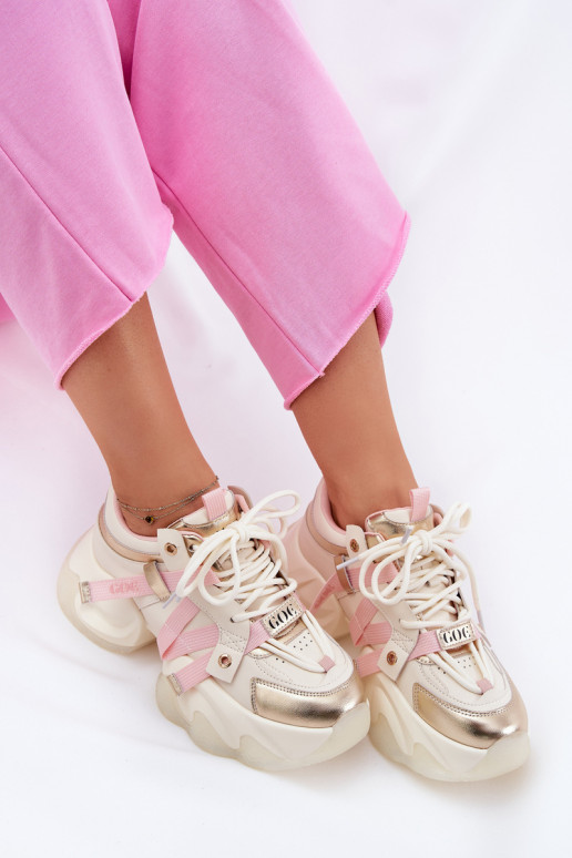 Pealhk Sneakers tüüpi jalanõud Pealiste omad Sellel onssiivsel tallal GOE RR2N4031 beeži värvi