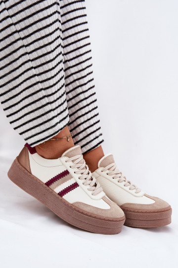 Pealhk Sneakers tüüpi jalanõud Pealiste omad platvormiga Zazoo N1234 beeži värvi-bordoo-värvi 2