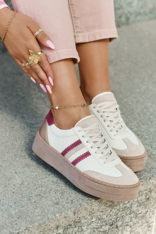 Pealhk Sneakers tüüpi jalanõud Pealiste omad platvormiga Zazoo N1234 beeži värvi-bordoo-värvi Pealhk Sneakers tüüpi jalanõud Pealiste omad platvormiga Zazoo N1234 beeži värvi-bordoo-värvi