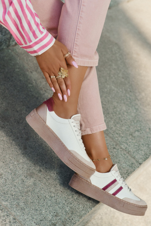 Pealhk Sneakers tüüpi jalanõud Pealiste omad platvormiga Zazoo N1234 beeži värvi-bordoo-värvi Pealhk Sneakers tüüpi jalanõud Pealiste omad platvormiga Zazoo N1234 beeži värvi-bordoo-värvi