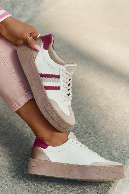 Pealhk Sneakers tüüpi jalanõud Pealiste omad platvormiga Zazoo N1234 beeži värvi-bordoo-värvi Pealhk Sneakers tüüpi jalanõud Pealiste omad platvormiga Zazoo N1234 beeži värvi-bordoo-värvi