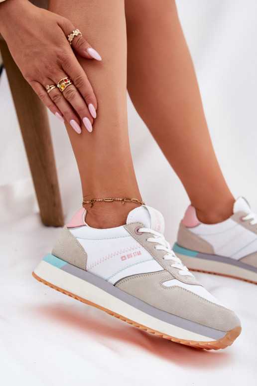 seemisnakhsed Sneakers tüüpi jalanõud Pealiste omad Big Star RR274A047 HI-POLY SYSTEM beeži värvi-valget värvi