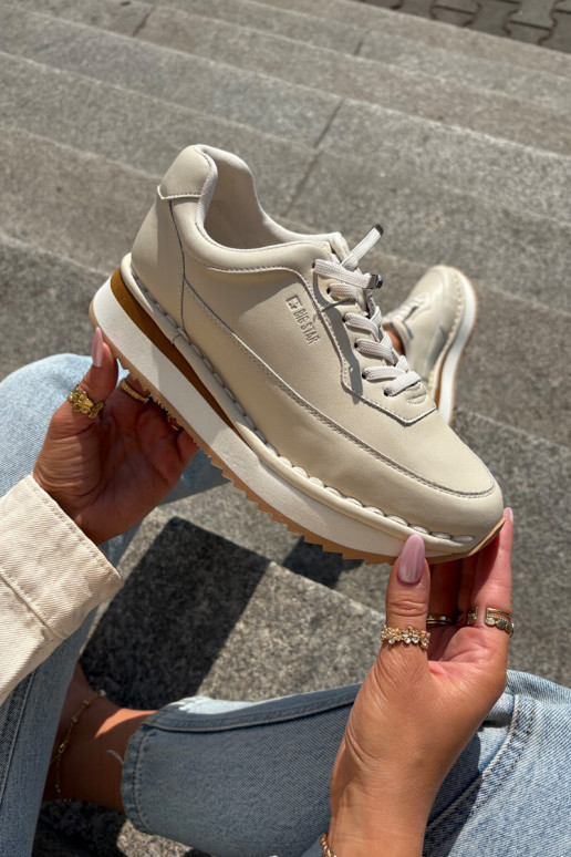 Pealhk Sneakers tüüpi jalanõud Pealiste omad platvormiga Big Star RR274A334 beeži värvi Pealhk Sneakers tüüpi jalanõud Pealiste omad platvormiga Big Star RR274A334 beeži värvi