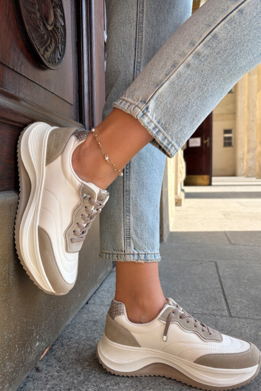 seemisnakhsed Sneakers tüüpi jalanõud Pealiste omad platvormiga Big Star RR274A344 HI-POLY SYSTEM beeži värvi