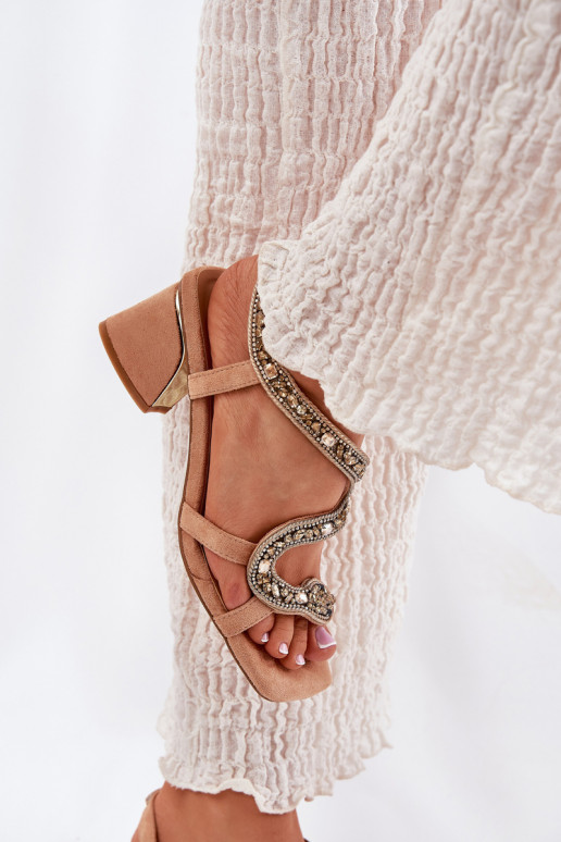 Pealistesandaalid kristallidega Artiker 56C1374 beeži värvi Pealistesandaalid kristallidega Artiker 56C1374 beeži värvi