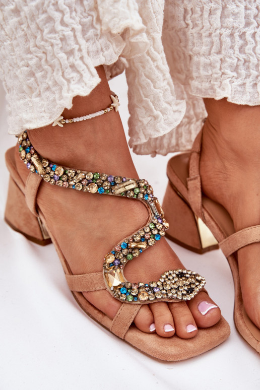 Pealistesandaalid kristallidega Artiker 56C1377 beeži värvi
