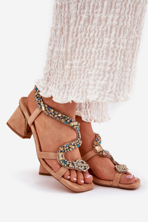 Pealistesandaalid kristallidega Artiker 56C1377 beeži värvi