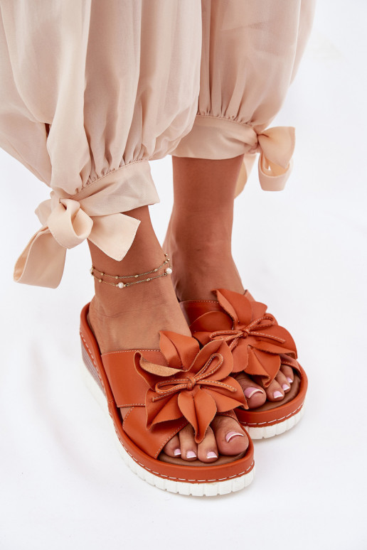 Plätud naturaalsest nahast Pealiste omad Kiilu peal Koos Ornate Lill Artiker 52C0505 oranži värvi Plätud naturaalsest nahast Pealiste omad Kiilu peal Koos Ornate Lill Artiker 52C0505 oranži värvi