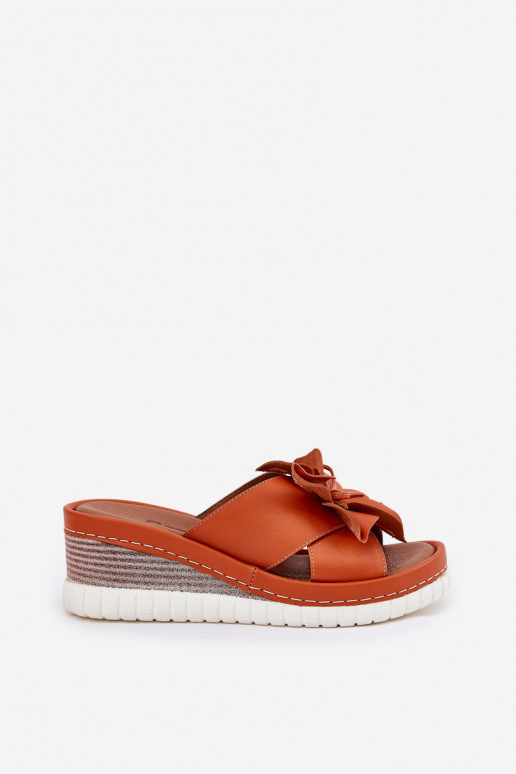 Plätud naturaalsest nahast Pealiste omad Kiilu peal Koos Ornate Lill Artiker 52C0505 oranži värvi Plätud naturaalsest nahast Pealiste omad Kiilu peal Koos Ornate Lill Artiker 52C0505 oranži värvi