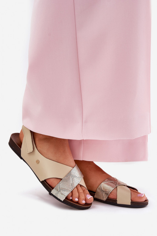 Pealistesandaalid krõpsudega kinnitatav Zazoo 40141 beeži värvi-Kuldset värvi Pealistesandaalid krõpsudega kinnitatav Zazoo 40141 beeži värvi-Kuldset värvi