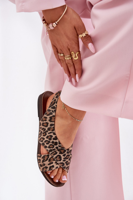 sandaalid Pealhk Pealiste omad leopardimustriga pruunid värvi Zazoo 40407 sandaalid Pealhk Pealiste omad leopardimustriga pruunid värvi Zazoo 40407