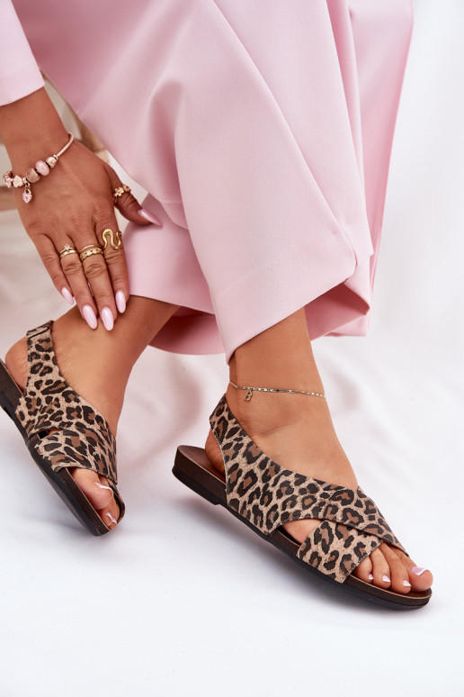 sandaalid Pealhk Pealiste omad leopardimustriga pruunid värvi Zazoo 40407 sandaalid Pealhk Pealiste omad leopardimustriga pruunid värvi Zazoo 40407
