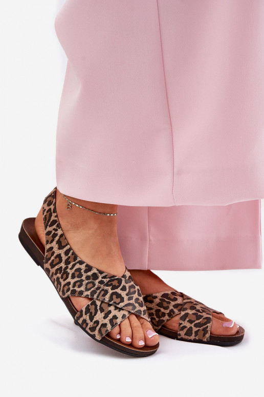 sandaalid Pealhk Pealiste omad leopardimustriga pruunid värvi Zazoo 40407 sandaalid Pealhk Pealiste omad leopardimustriga pruunid värvi Zazoo 40407