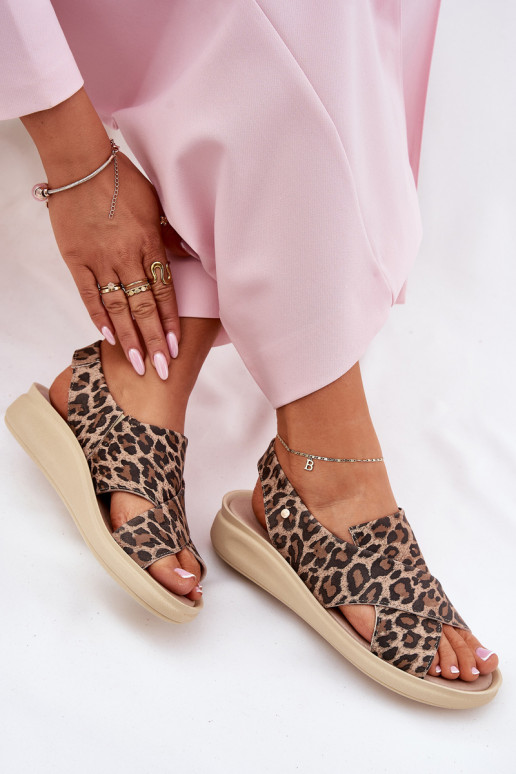 Zazoo 40392 Pealistesandaalid Pealiste omad leopardimustriga pruunid värvi Zazoo 40392 Pealistesandaalid Pealiste omad leopardimustriga pruunid värvi