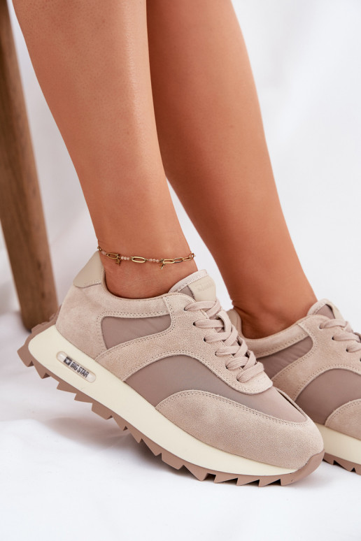 seemisnakhsed Sneakers tüüpi jalanõud platvormiga Pealiste omad Big Star RR274897 HI-POLY SYSTEM beeži värvi