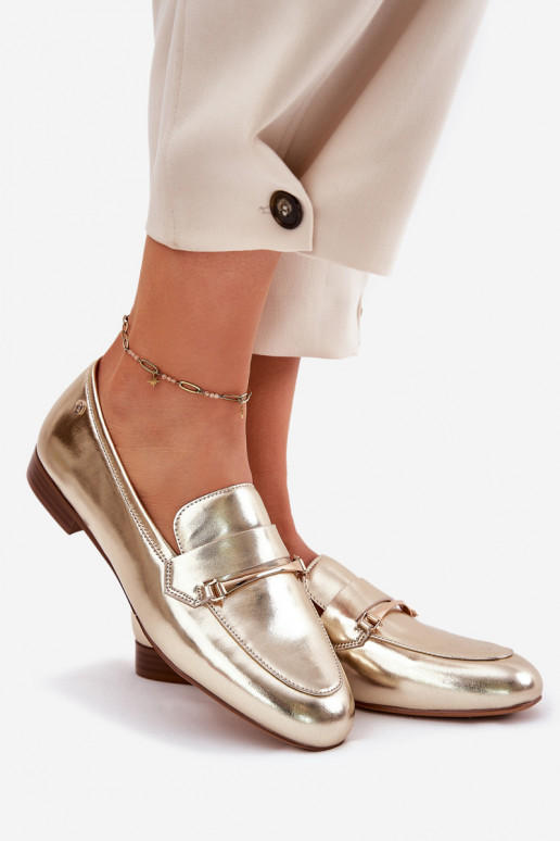 Pealhk jalatsid naiste mokassiinid Sellel onciejka K6809-25 Kuldset värvi Pealhk jalatsid naiste mokassiinid Sellel onciejka K6809-25 Kuldset värvi