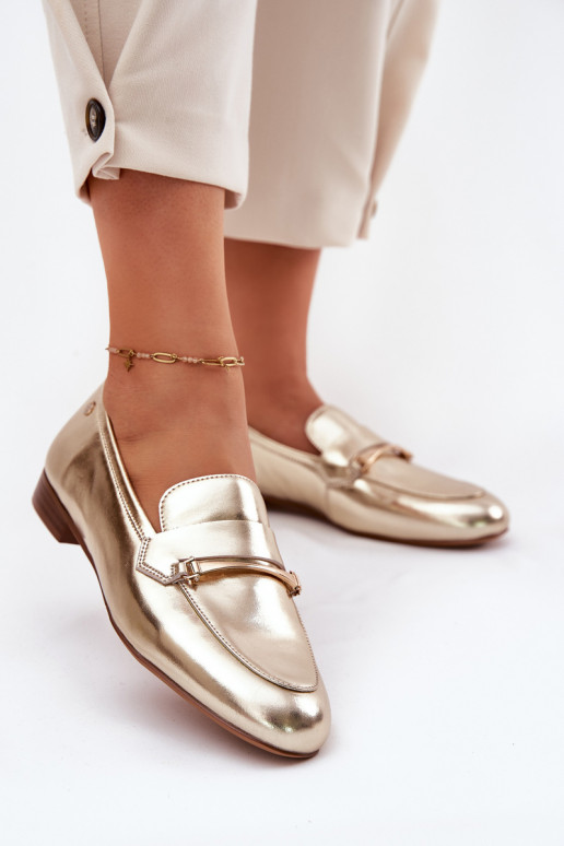 Pealhk jalatsid naiste mokassiinid Sellel onciejka K6809-25 Kuldset värvi Pealhk jalatsid naiste mokassiinid Sellel onciejka K6809-25 Kuldset värvi