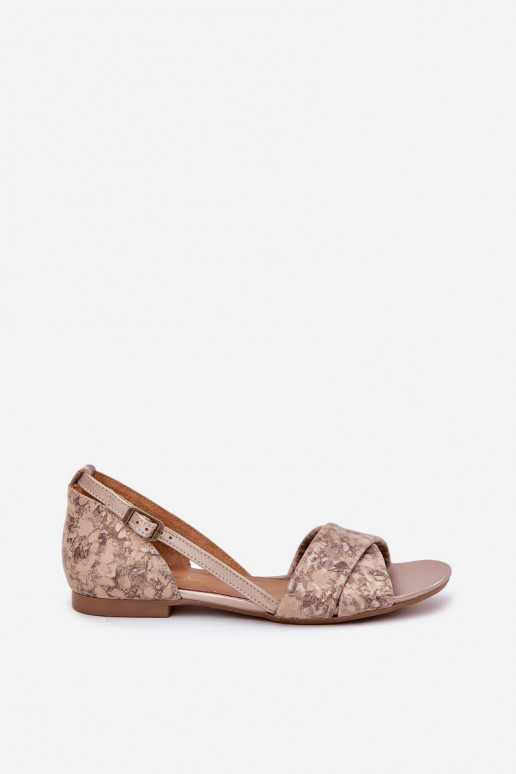 Pealistesandaalid sileda tallaga Sellel onciejka 04614-25 Kuldset värvi Pealistesandaalid sileda tallaga Sellel onciejka 04614-25 Kuldset värvi