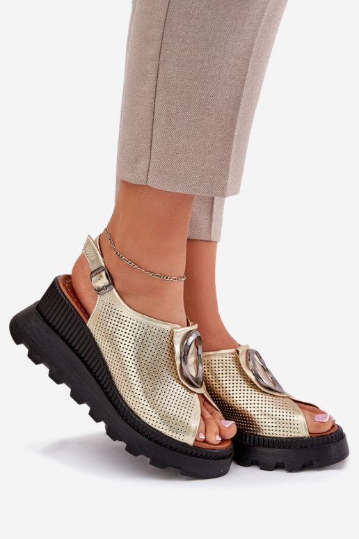 Pealistesandaalid Pealiste omad Kiilu peal kaunistustega Artiker 56C0109 Kuldset värvi Pealistesandaalid Pealiste omad Kiilu peal kaunistustega Artiker 56C0109 Kuldset värvi