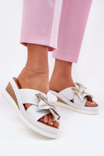 Plätud naturaalsest nahast Pealiste omad Kiilu peal Koos Ornate Lill Artiker 52C0537 valget värvi