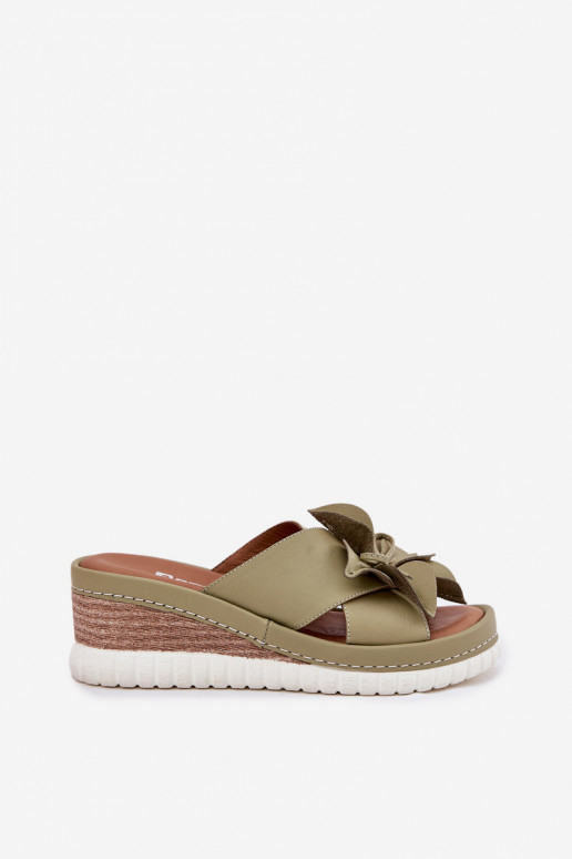 Plätud naturaalsest nahast Pealiste omad Kiilu peal Koos Ornate Lill Artiker 52C0503 Rohelist värvi