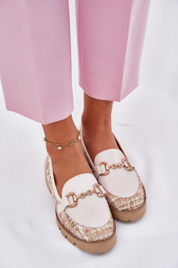 Pealhk naiste mokassiinid Ze Kuldset värvim Detalem Laura Messi 2938 Elevandiluu värvi