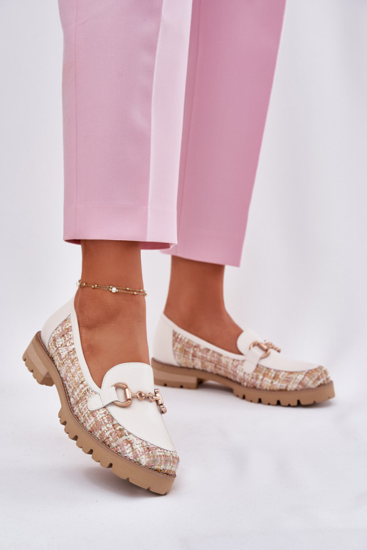 Pealhk naiste mokassiinid Ze Kuldset värvim Detalem Laura Messi 2938 Elevandiluu värvi Pealhk naiste mokassiinid Ze Kuldset värvim Detalem Laura Messi 2938 Elevandiluu värvi