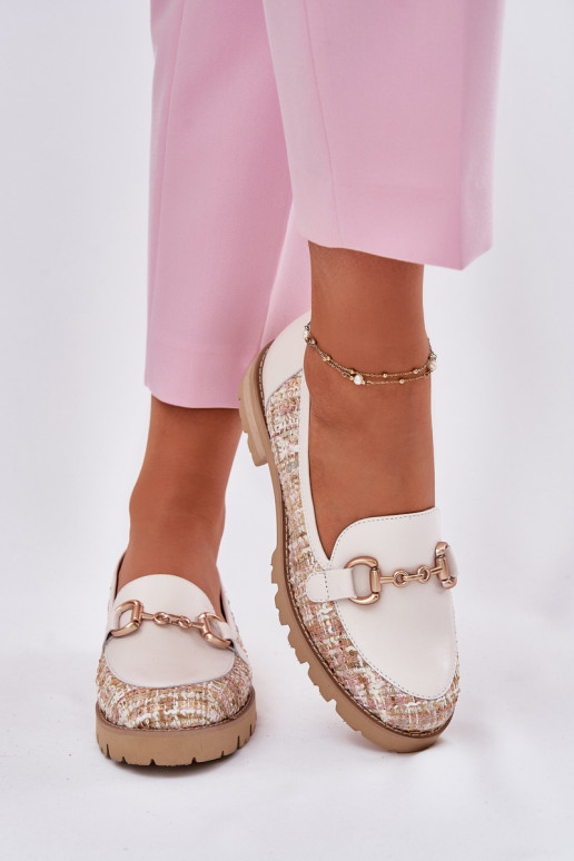 Pealhk naiste mokassiinid Ze Kuldset värvim Detalem Laura Messi 2938 Elevandiluu värvi Pealhk naiste mokassiinid Ze Kuldset värvim Detalem Laura Messi 2938 Elevandiluu värvi