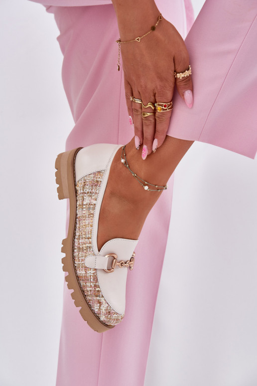 Pealhk naiste mokassiinid Ze Kuldset värvim Detalem Laura Messi 2938 Elevandiluu värvi Pealhk naiste mokassiinid Ze Kuldset värvim Detalem Laura Messi 2938 Elevandiluu värvi