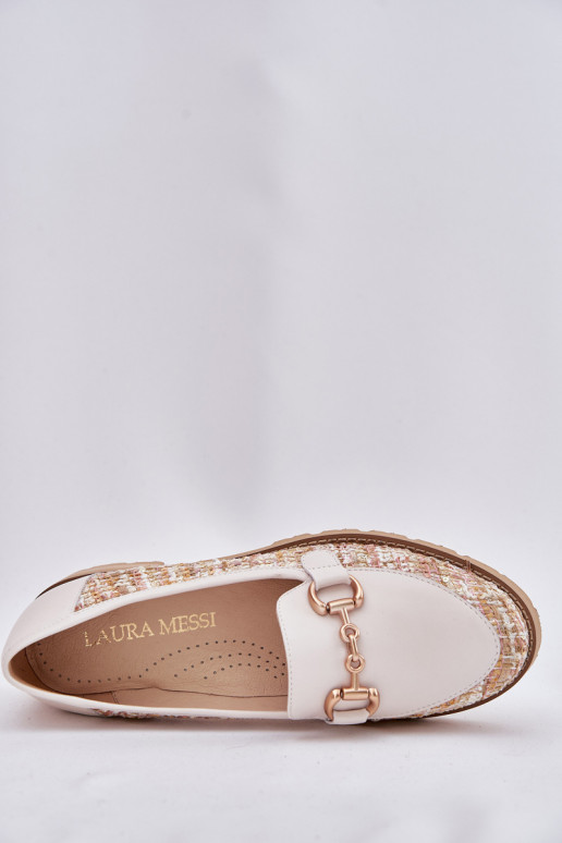 Pealhk naiste mokassiinid Ze Kuldset värvim Detalem Laura Messi 2938 Elevandiluu värvi Pealhk naiste mokassiinid Ze Kuldset värvim Detalem Laura Messi 2938 Elevandiluu värvi