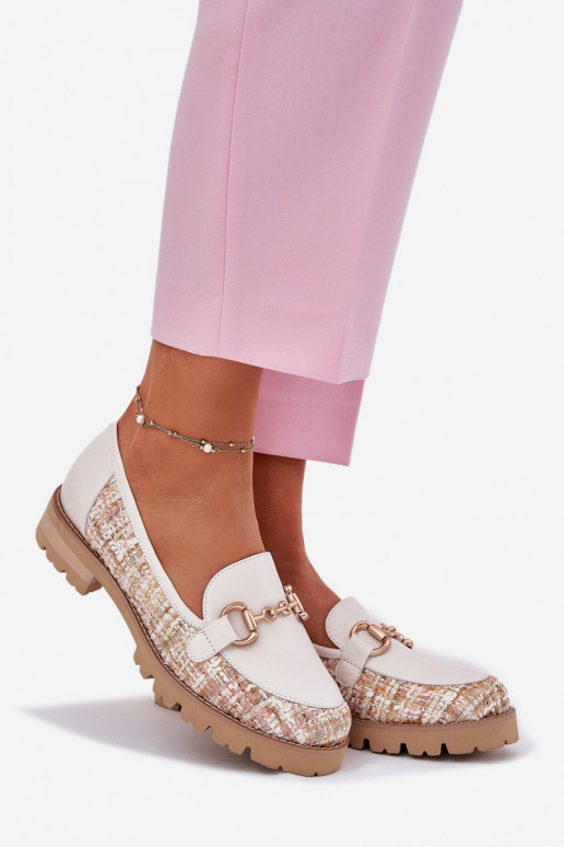 Pealhk naiste mokassiinid Ze Kuldset värvim Detalem Laura Messi 2938 Elevandiluu värvi Pealhk naiste mokassiinid Ze Kuldset värvim Detalem Laura Messi 2938 Elevandiluu värvi