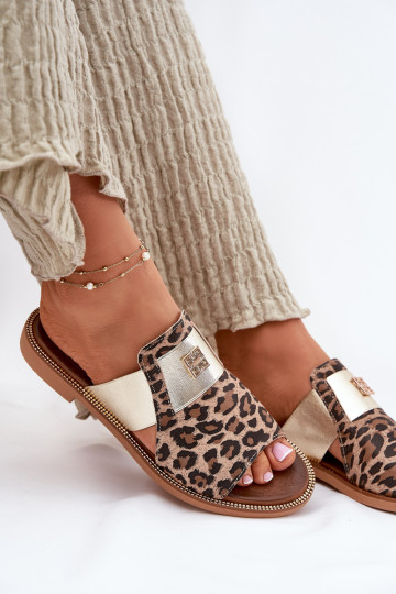 Zazoo 40423 elegantsed nahksed sussid laia kontsaga ja leopardimustriga