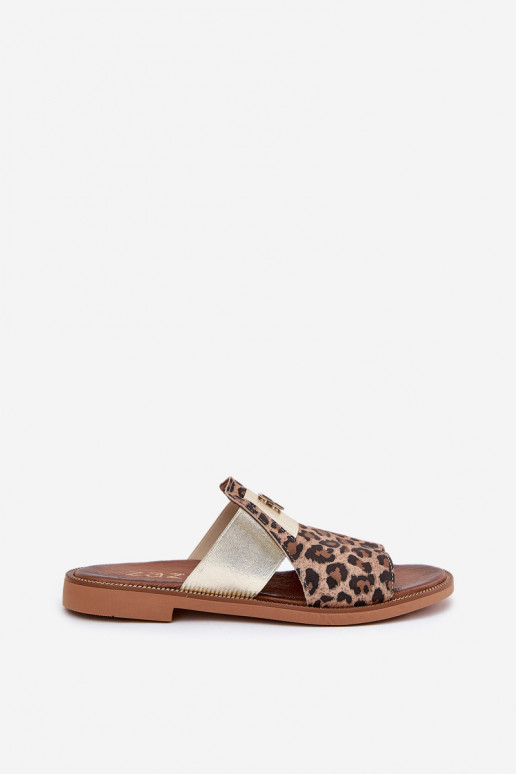 Elegantsed Sussid Valmistatud naturaalsest nahast laiade nööridega Zazoo 40423 leopardimustriga Elegantsed Sussid Valmistatud naturaalsest nahast laiade nööridega Zazoo 40423 leopardimustriga