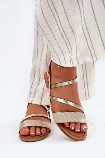 Pealistesandaalid Pealiste omad laiade nööridega Sellel onciejka 06966-25 Kuldset värvi