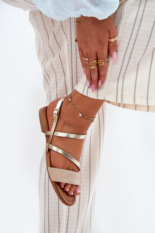 Pealistesandaalid Pealiste omad laiade nööridega Sellel onciejka 06966-25 Kuldset värvi Pealistesandaalid Pealiste omad laiade nööridega Sellel onciejka 06966-25 Kuldset värvi